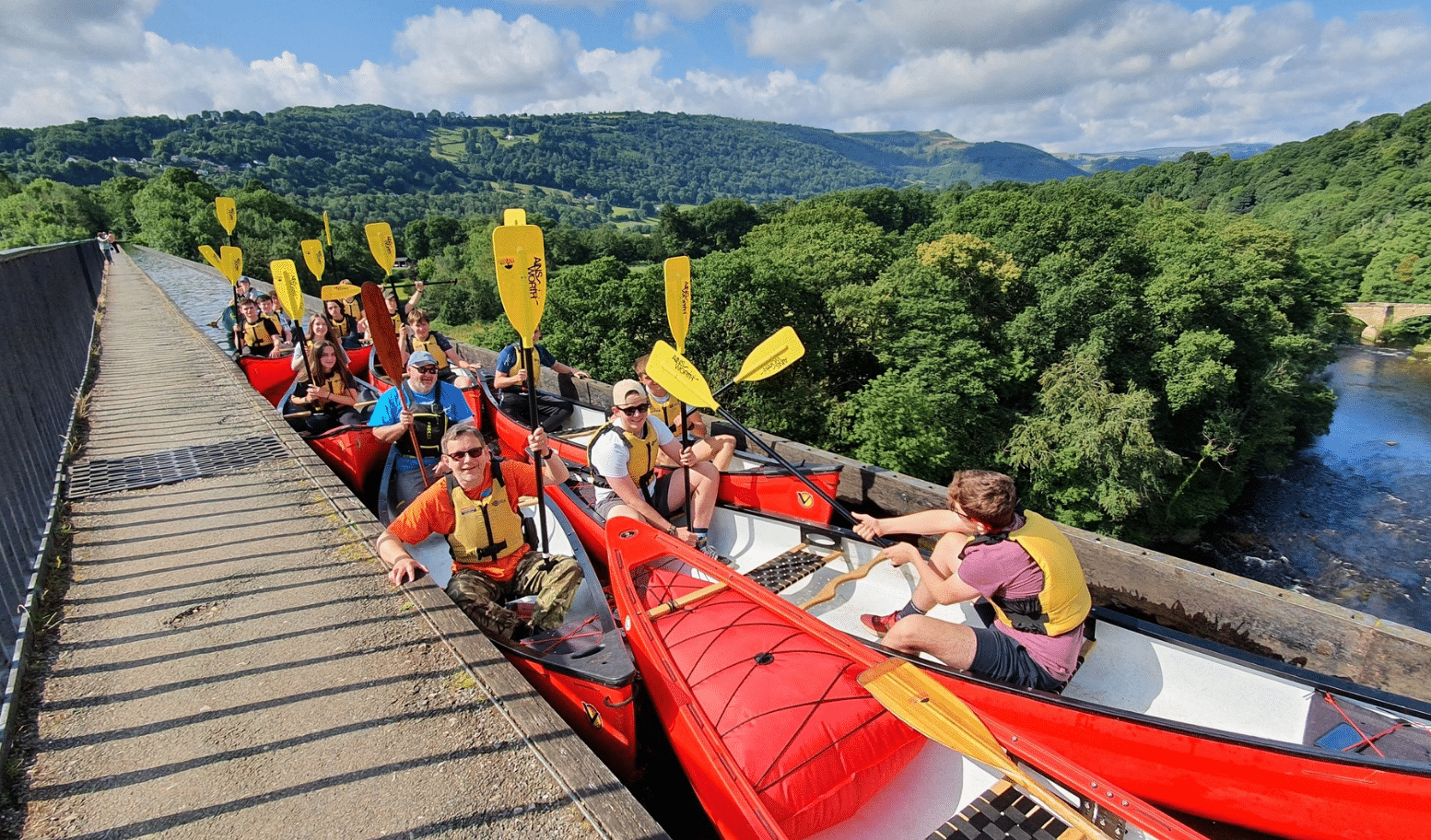 Canoe on the Pontcysyllte Aqueduct above the Dee Valley, Llangollen
